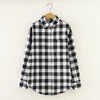 Women's Flannel Plaid Shirt - Loose Cotton-Poly Long Sleeve Button-Down with Pockets