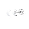 2-Pack Stainless Steel Heart & Moon Screw-Back Stud Earrings for Tragus & Cartilage Piercing, Silver