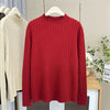 Plus Size Mock Neck Knit Sweater - Slim Fit Casual Pullover for Women, Autumn/Winter
