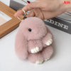 Fluffy Real Rabbit Fur Bunny Pom Pom Keychain 15 cm (5.9 in) for Bag & Car