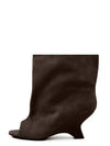 Women's Peep Toe Knee-High Boots Slip-On, Thick High Heels with Statement Heel, Microfiber Upper — Large Sizes