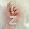 Sparkling Rhinestone Initial Keychain - Round Alloy Letter Charm with Crystal Pendant