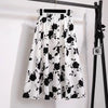 Plus Size High-Waisted Slimming Rose Print Mid-Length Summer Casual Skirt for Women