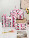 Quilted Cotton Makeup Bag – Zipper Cosmetic Organizer Box-Shaped Toiletry Case for Women & Girls