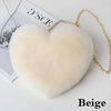 Women's Faux Fur Heart Shoulder & Crossbody Bag - Small Winter Messenger 25 x 20 cm (9.8 x 7.9 in)