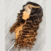 Soft Long Ombre Brown 26-Inch (65 cm) Kinky Curly Lace Front Wig for Women Preplucked Glueless Baby Hair Synthetic