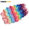 Synthetic Braiding Hair Extensions 24 in (60 cm) Loose Deep Wave Ombre Brown Rainbow Twist Crochet 3-Pack