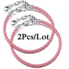 2-Pack Leather Chain Charm Bracelets with Beads – Handmade Couples Pulsera Jewelry (Unisex)
