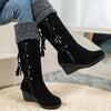 Women's Waterproof Winter Wedge Ankle Boots – Cross-Strap, Plush-Lined, 5–8 cm (2–3.1 in) Heel