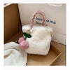 Women's Fluffy Plush Bucket Bag Faux Fur Shoulder Messenger Handbag Winter Warm