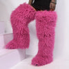 Women's Thigh-High Faux Fur Mongolian Boots - Over-the-Knee Winter Snow Boots with Non-Slip EVA Sole