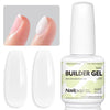Builder Nail Gel 4 Colors — Base Coat & Strengthener, Extension Gel & Rhinestone Glue, Brush-in-Bottle 15ml (0.51 fl oz)