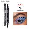 2-in-1 Liquid Eyeliner Pen with Moon Stamp, Waterproof Long-Lasting Black