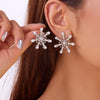 Snowflake Crystal Zircon Pearl Drop Stud Earrings for Women – Christmas New Year Party Gift