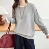 Plus Size Women's Color Block Embroidered Knit Sweater - Classic Retro Autumn Jumper