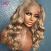 Ombre Blonde 13x4 Transparent Lace Front Remy Human Hair Wig, Brown Root Body Wave with 5x5 Closure, Pre-Plucked