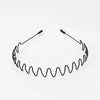 Unisex Black Metal Non-Slip Wavy Headband - Elastic Spring Hair Hoop for Men & Women