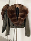 ZMEENNA Women's Faux Leather Moto Jacket with Detachable Faux Fur Collar - Short Warm Winter Coat
