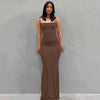 NSANGU Satin Slip Backless Maxi Dress Y2K Sleeveless Spaghetti Strap A-Line Evening Dress