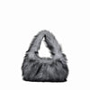 Hana Lau Women's Faux Fur Hobo Shoulder Bag – Soft Zipper Handbag, 27 cm x 14 cm (10.6 x 5.5 in)