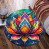 Round Lotus Mandala Rug – Colorful Psychedelic Yoga & Meditation Mat, Soft Plush Boho Carpet