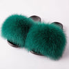 Real Fox Fur Slides for Women Luxury Furry Flat Slide Sandals