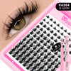 DIY Cat Eye Lash Cluster Kit with Bond & Seal and Tweezers, Vegan Lightweight Eyelash Extensions