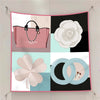 Twill Silk Square Scarf 90 x 90 cm (35.4 in) - Floral & Letter Print Women's Neck Kerchief Wrap