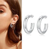 Geometric Metal Hoop Earrings for Women - Gold & Silver Tone Lightweight Everyday Jewelry