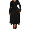 Plus Size V-Neck Midi Dress 1XL-5XL Long Sleeve Button-Front Flowy Elegant Dress