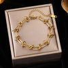 316L Stainless Steel Twisted Bangle Bracelet for Women - 18K Gold Plated Waterproof Wrist Chain Gift