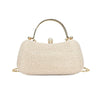 Gold Silk Round Evening Clutch with Rhinestones and Chain Shoulder Strap – Women's Party Handbag