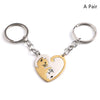 Cute Cat Hug Keychain Pair — Stainless Steel Heart & Round Keyrings for Couples, Bag & Car Pendant