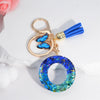 Acrylic Alphabet (A-Z) Tassel Keychain with Crystal Butterfly Charm - Fashion Key Ring Gift for Women
