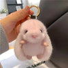 Fluffy Rabbit Pom Pom Keychain 3.93 in (10 cm) Plush Bunny Bag Charm Cute Car Key Ring Gift for Women & Girls