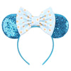Sequin Snowflake Mouse Ear Headband with 5\" (12.7 cm) Bow – Kids & Adults Festival Party Cosplay Hairband