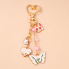Enamel Flower & Butterfly Heart Keychain – Cute Love Key Ring Handbag Charm Pendant for Women & Girls