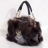Genuine Fox Fur and Leather Shoulder Bag - Luxury Real Fur Evening Handbag