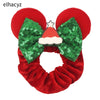 Disney Mouse Ears Sequin Velvet Bow Elastic Headband 4 in (10 cm) – Women's & Girls Party Hair Accessory