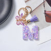 A-Z Sequined Initial Keychain with Purple Butterfly Tassel – Resin Letter Charm Keyring for Women & Girls, Backpack & Purse Accessory