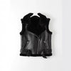 Women's Faux Leather Vest with Faux Fur Lining — Sleeveless Zip-Up Waistcoat, Warm Autumn/Winter Motorcycle Style