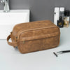 Men's PU Leather Toiletry Bag - Waterproof Travel Dopp Kit with Zipper, Portable Business Clutch