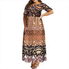 Women's Summer Puffed Sleeve Ankle-Length Printed Loose Casual Party Dress