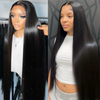 Straight Brazilian Remy Human Hair Wig 13x6 HD Lace Frontal & 4x4 Closure Natural Black 30-36 Inch (76-91 cm)