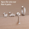 4-Piece 8mm Gold-Tone Stainless Steel Huggie Hoop Earrings Set with Cubic Zirconia Flower Studs