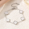 Four-Leaf Clover 18K Gold-Plated Stainless Steel Bracelet with Mother-of-Pearl, Non-Fading Women's Charm