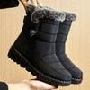 Waterproof Women's Fur-Lined Ankle Snow Boots – Plush Low Wedge Heel Winter Boots