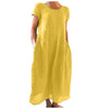 Women's Casual O-Neck Short Sleeve A-Line Ankle-Length Dress, Loose Office Spring/Summer Polyester