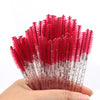 5/25/50-Pack Pink Disposable Eyelash Brushes Crystal Handle Spoolies for Extensions & Mascara
