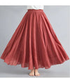 Cotton Linen Ankle-Length Maxi Skirt for Women, Y2K Harajuku Casual Streetwear, Shirred Waist